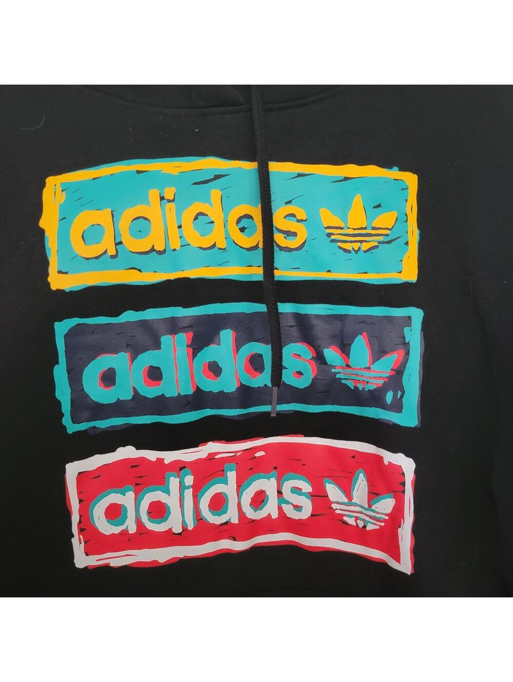 Adidas Hoodie Tri Linear Black Small Pull over NWOT Sweatshirt Logo Retro